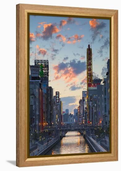 Dotombori at Sunset, Osaka, Kansai, Japan-Ian Trower-Framed Premier Image Canvas