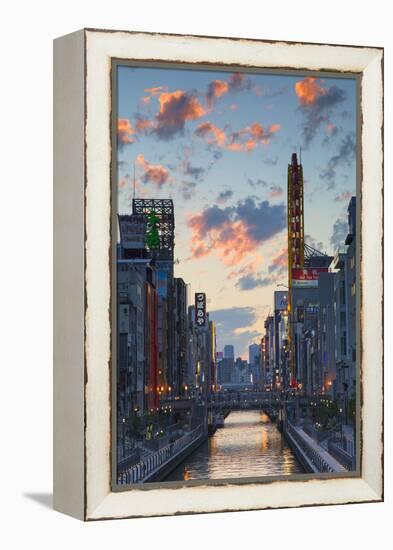 Dotombori at Sunset, Osaka, Kansai, Japan-Ian Trower-Framed Premier Image Canvas