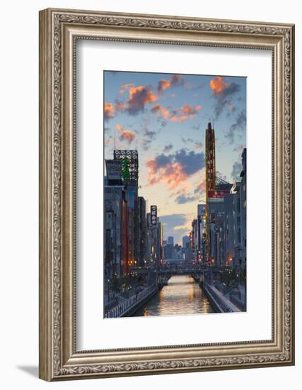 Dotombori at Sunset, Osaka, Kansai, Japan-Ian Trower-Framed Photographic Print