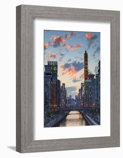 Dotombori at Sunset, Osaka, Kansai, Japan-Ian Trower-Framed Photographic Print