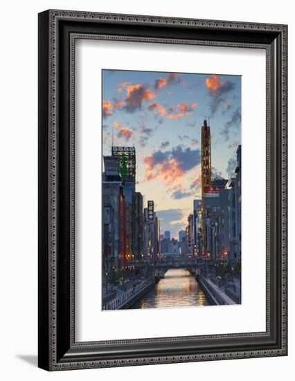 Dotombori at Sunset, Osaka, Kansai, Japan-Ian Trower-Framed Photographic Print