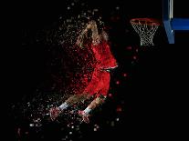 Basketball Game Sport Player in Action Isolated on Black Background-dotshock-Photographic Print