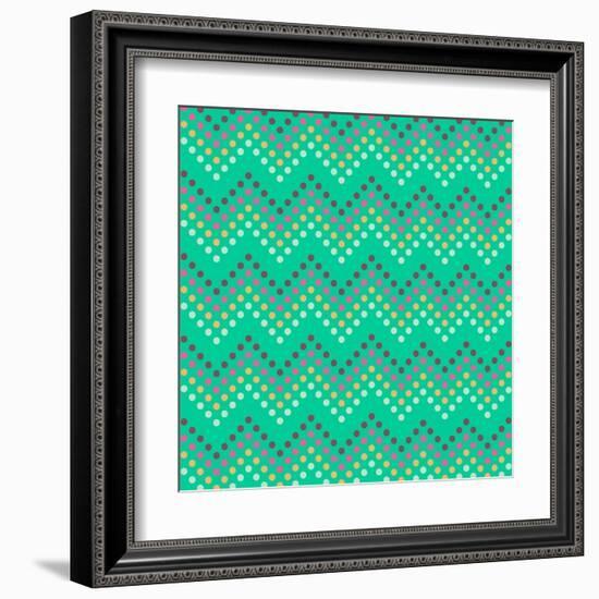 Dotted Lines Zigzag Pattern with Stylish Retro Color Tones-HAKKI ARSLAN-Framed Art Print