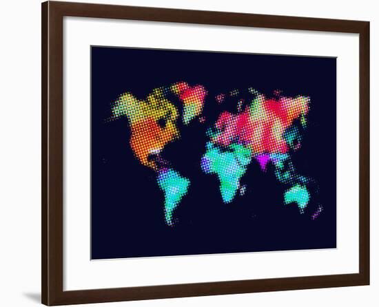 Dotted World Map 5-NaxArt-Framed Art Print