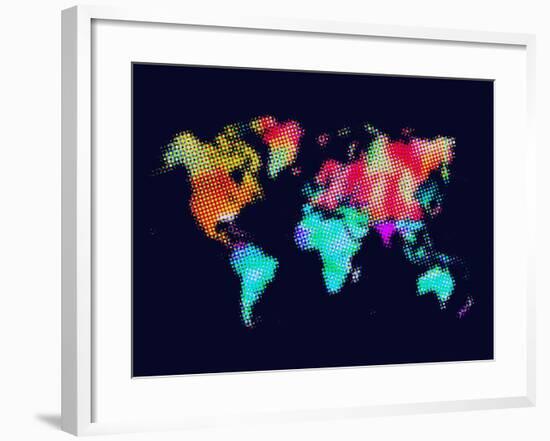 Dotted World Map 5-NaxArt-Framed Art Print