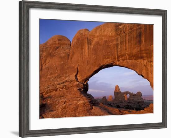 Double Arch Frames Turret Arch at Dawn, Arches National Park, Utah, USA-Paul Souders-Framed Photographic Print