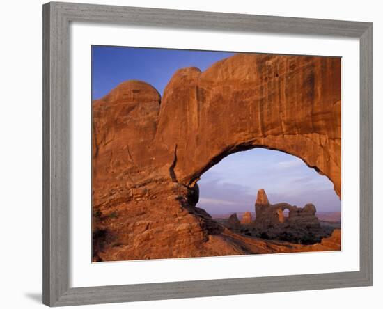 Double Arch Frames Turret Arch at Dawn, Arches National Park, Utah, USA-Paul Souders-Framed Photographic Print