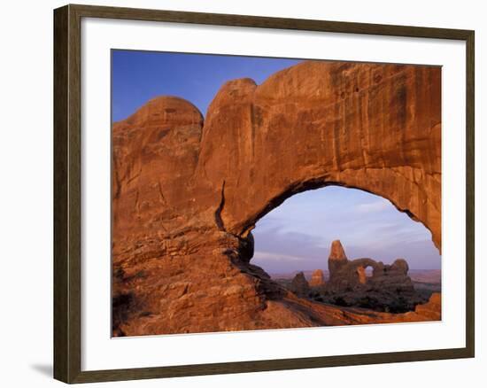 Double Arch Frames Turret Arch at Dawn, Arches National Park, Utah, USA-Paul Souders-Framed Photographic Print