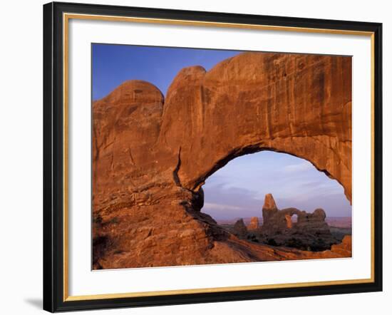 Double Arch Frames Turret Arch at Dawn, Arches National Park, Utah, USA-Paul Souders-Framed Photographic Print