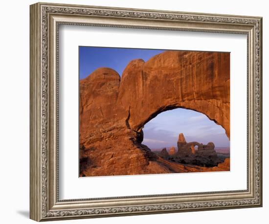 Double Arch Frames Turret Arch at Dawn, Arches National Park, Utah, USA-Paul Souders-Framed Photographic Print