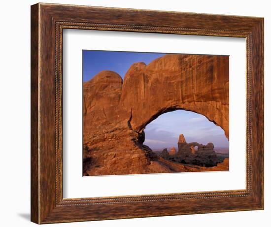 Double Arch Frames Turret Arch at Dawn, Arches National Park, Utah, USA-Paul Souders-Framed Photographic Print