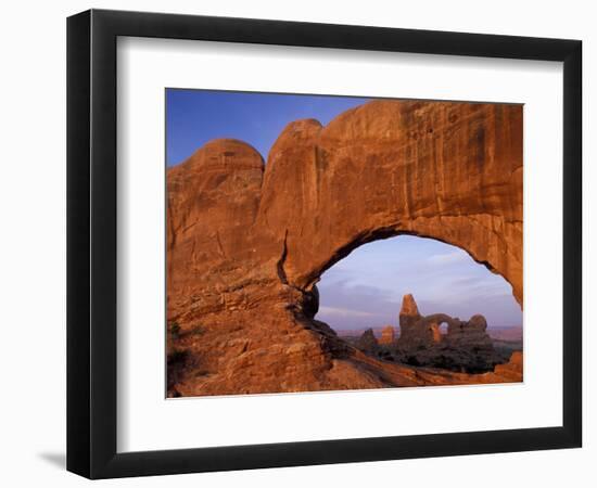 Double Arch Frames Turret Arch at Dawn, Arches National Park, Utah, USA-Paul Souders-Framed Photographic Print