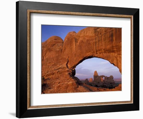 Double Arch Frames Turret Arch at Dawn, Arches National Park, Utah, USA-Paul Souders-Framed Photographic Print