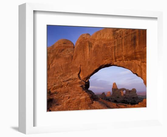 Double Arch Frames Turret Arch at Dawn, Arches National Park, Utah, USA-Paul Souders-Framed Photographic Print