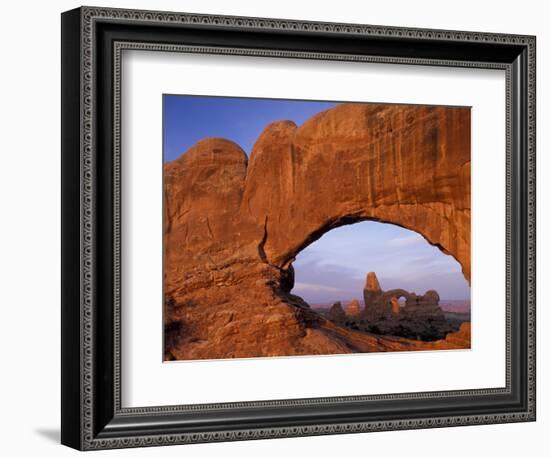 Double Arch Frames Turret Arch at Dawn, Arches National Park, Utah, USA-Paul Souders-Framed Photographic Print