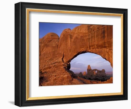 Double Arch Frames Turret Arch at Dawn, Arches National Park, Utah, USA-Paul Souders-Framed Photographic Print