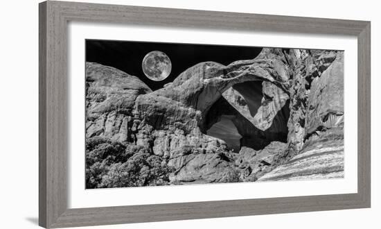 Double Arch with Moon at Arches National Park, Moab, Utah, USA-null-Framed Photographic Print