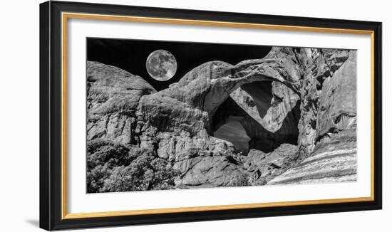 Double Arch with Moon at Arches National Park, Moab, Utah, USA-null-Framed Photographic Print