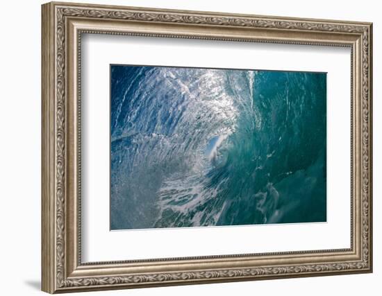 Double Barrel-Water shot of a tubing wave off an Australian beach-Mark A Johnson-Framed Photographic Print