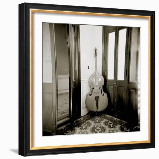 Double Bass Resting Against Wall Inside Palacio De Valle, Cienfuegos, Cuba-Lee Frost-Framed Photographic Print