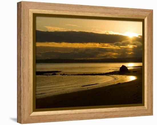 Double Bluff Beach at Sunset, Useless Bay, Whidbey Island, Washington, USA-Trish Drury-Framed Premier Image Canvas