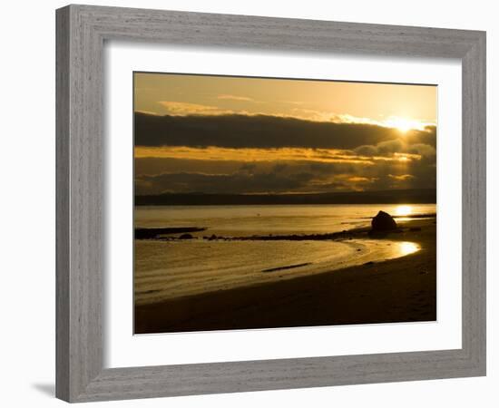 Double Bluff Beach at Sunset, Useless Bay, Whidbey Island, Washington, USA-Trish Drury-Framed Photographic Print