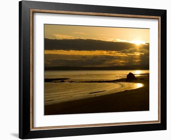 Double Bluff Beach at Sunset, Useless Bay, Whidbey Island, Washington, USA-Trish Drury-Framed Photographic Print