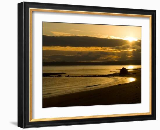Double Bluff Beach at Sunset, Useless Bay, Whidbey Island, Washington, USA-Trish Drury-Framed Photographic Print