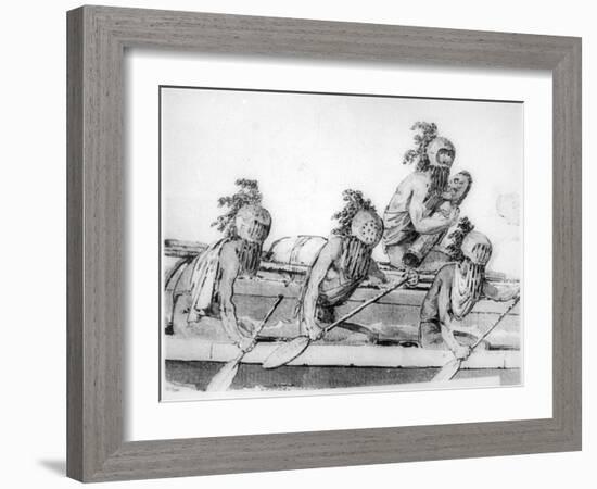 Double Canoe with Oarsmen, Hawaii, 18th Century-John Webber-Framed Giclee Print