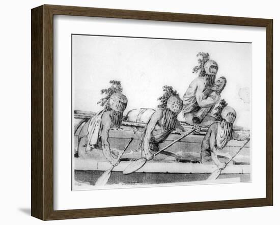 Double Canoe with Oarsmen, Hawaii, 18th Century-John Webber-Framed Giclee Print