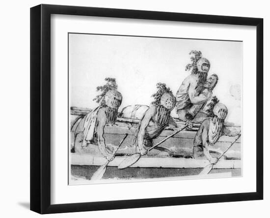 Double Canoe with Oarsmen, Hawaii, 18th Century-John Webber-Framed Giclee Print