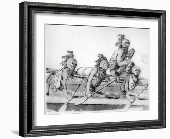 Double Canoe with Oarsmen, Hawaii, 18th Century-John Webber-Framed Giclee Print