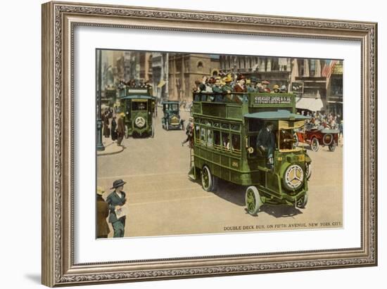 Double Deck Bus, Fifth Ave., New York City-null-Framed Art Print