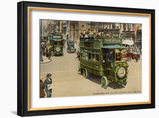 Double Deck Bus, Fifth Ave., New York City-null-Framed Art Print