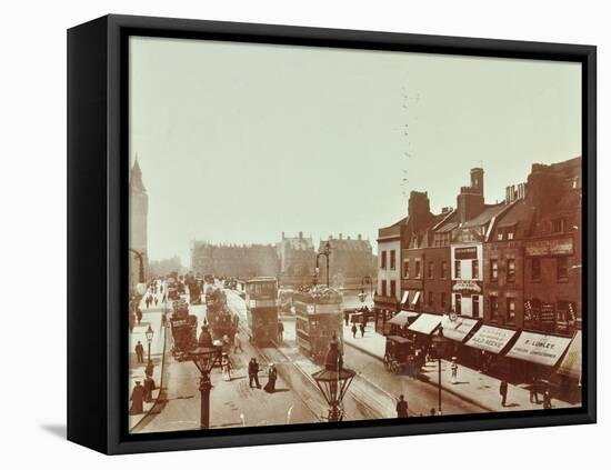 Double-Decker Electric Trams on Westminster Bridge, London, 1906-null-Framed Premier Image Canvas