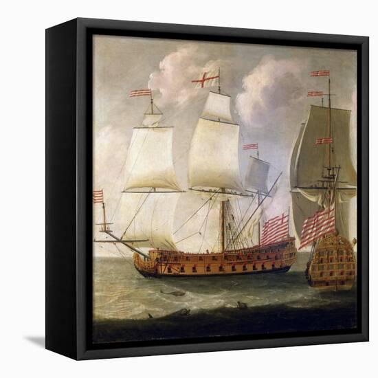 Double Description of an Armed Ship 'Indiaman', from the Time of King William III (William Iii) of-Isaac Sailmaker-Framed Premier Image Canvas