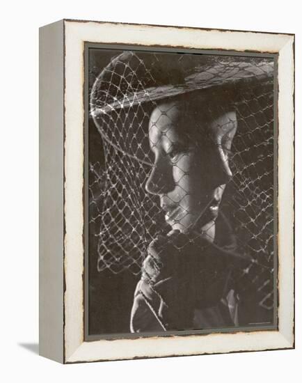 Double Exposure of Model Wearing Hat with Heavy Face Veil, c.1946-Gjon Mili-Framed Premier Image Canvas