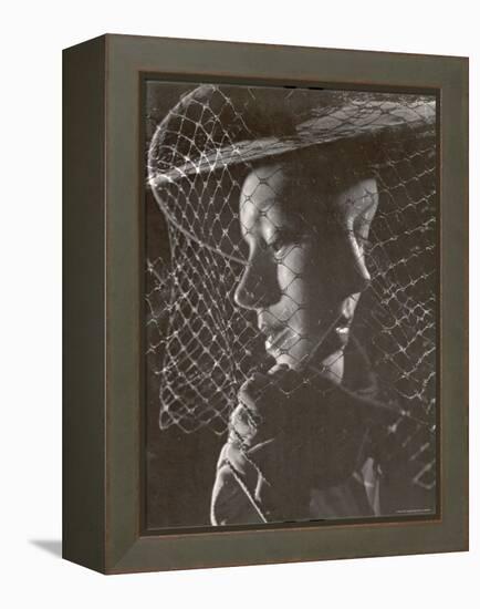 Double Exposure of Model Wearing Hat with Heavy Face Veil, c.1946-Gjon Mili-Framed Premier Image Canvas