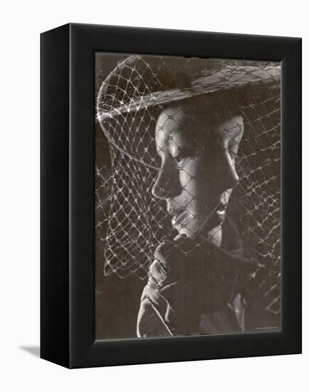 Double Exposure of Model Wearing Hat with Heavy Face Veil, c.1946-Gjon Mili-Framed Premier Image Canvas