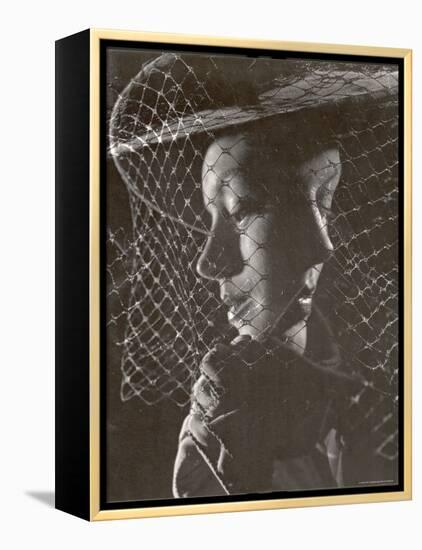 Double Exposure of Model Wearing Hat with Heavy Face Veil, c.1946-Gjon Mili-Framed Premier Image Canvas