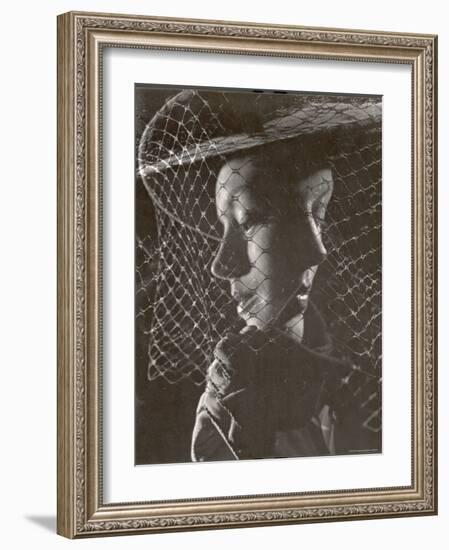 Double Exposure of Model Wearing Hat with Heavy Face Veil, c.1946-Gjon Mili-Framed Photographic Print