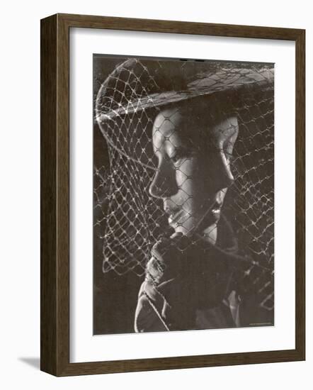 Double Exposure of Model Wearing Hat with Heavy Face Veil, c.1946-Gjon Mili-Framed Photographic Print