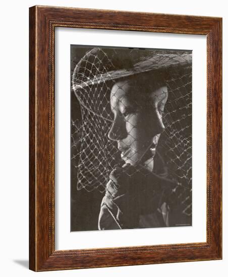 Double Exposure of Model Wearing Hat with Heavy Face Veil, c.1946-Gjon Mili-Framed Photographic Print