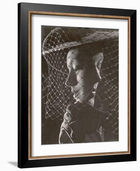 Double Exposure of Model Wearing Hat with Heavy Face Veil, c.1946-Gjon Mili-Framed Photographic Print