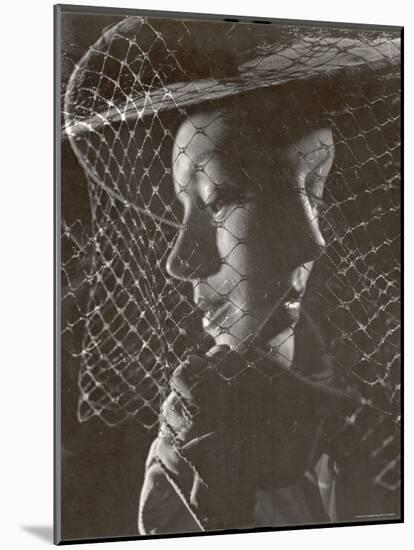 Double Exposure of Model Wearing Hat with Heavy Face Veil, c.1946-Gjon Mili-Mounted Photographic Print