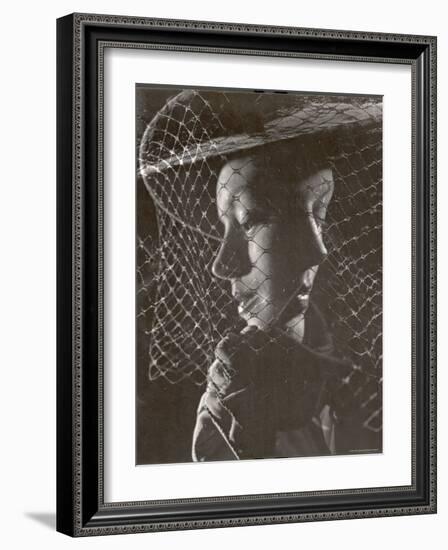 Double Exposure of Model Wearing Hat with Heavy Face Veil, c.1946-Gjon Mili-Framed Photographic Print