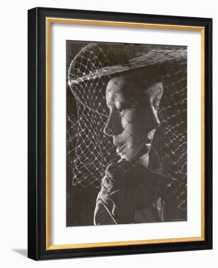 Double Exposure of Model Wearing Hat with Heavy Face Veil, c.1946-Gjon Mili-Framed Photographic Print