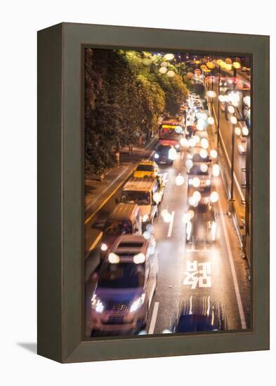 Double Exposure of Night Traffic Scene-victorn-Framed Premier Image Canvas