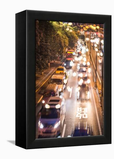 Double Exposure of Night Traffic Scene-victorn-Framed Premier Image Canvas