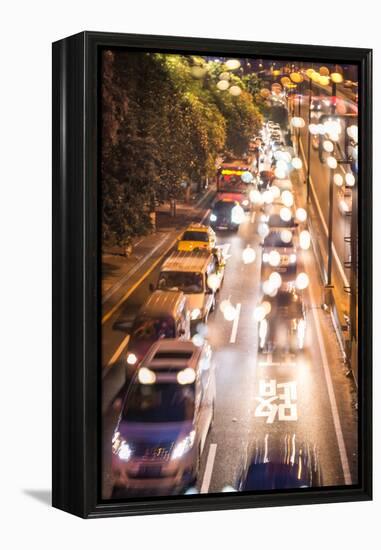 Double Exposure of Night Traffic Scene-victorn-Framed Premier Image Canvas